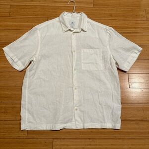 H&M Relaxed Fit Linen Short Sleeve Casual Button Up Shirt Size Large